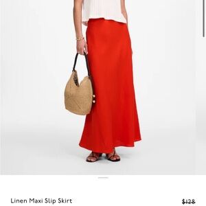 New tags madewell linen maxi skirt size 6 in fiery orange color.